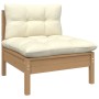 Gartenmöbel 3-teilig Massivholz Kiefer mit cremefarbenen Kissen von vidaXL, Modulare Sofas für den Außenbereich - Ref: Foro24...