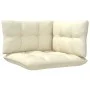 Gartenmöbel 3-teilig Massivholz Kiefer mit cremefarbenen Kissen von vidaXL, Modulare Sofas für den Außenbereich - Ref: Foro24...