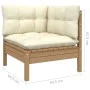 Gartenmöbel 3-teilig Massivholz Kiefer mit cremefarbenen Kissen von vidaXL, Modulare Sofas für den Außenbereich - Ref: Foro24...