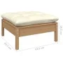 Gartenmöbel 3-teilig Massivholz Kiefer mit cremefarbenen Kissen von vidaXL, Modulare Sofas für den Außenbereich - Ref: Foro24...