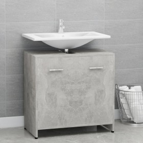 Armario de baño madera contrachapada gris hormigón 60x33x61 cm