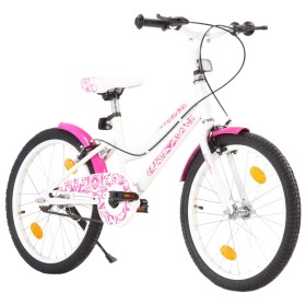 Bicicleta de niño 20 pulgadas rosa y blanca