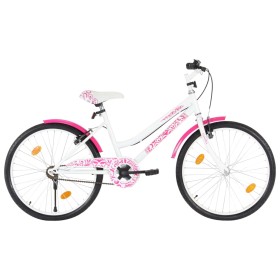 Bicicleta de niño 24 pulgadas rosa y blanca