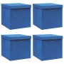 Aufbewahrungsboxen mit Deckel 4 Stück blauer Stoff 32x32x32 cm von vidaXL, Aufbewahrungskörbe - Ref: Foro24-288338, Preis: 27...