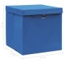Cajas de almacenaje con tapa 4 uds tela azul 32x32x32 cm de vidaXL, Cestas para almacenaje - Ref: Foro24-288338, Precio: 25,0...
