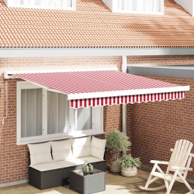Toldo Retráctil Rojo y 350 x 250 cm Tela y Metal