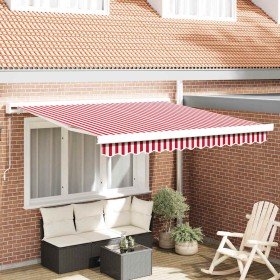 Toldo Retráctil Rojo y 350 x 250 cm Tela y Metal Toldo Retráctil Rojo y 350 x 250 cm Tela y Metal