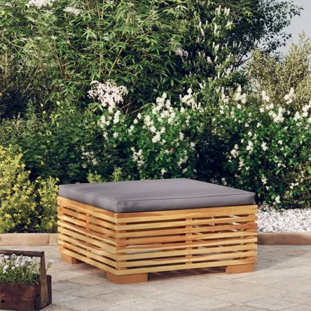 Garden stool with dark gray cushion solid teak wood by vidaXL, Modular outdoor sofas - Ref: Foro24-319161, Price: 118,19 €, D...