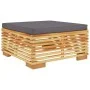 Garden stool with dark gray cushion solid teak wood by vidaXL, Modular outdoor sofas - Ref: Foro24-319161, Price: 118,19 €, D...