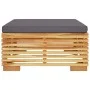 Garden stool with dark gray cushion solid teak wood by vidaXL, Modular outdoor sofas - Ref: Foro24-319161, Price: 118,19 €, D...