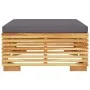 Garden stool with dark gray cushion solid teak wood by vidaXL, Modular outdoor sofas - Ref: Foro24-319161, Price: 118,19 €, D...