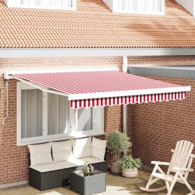 Toldo Retráctil Manual red and white 350 x 250 cm Tela, Metal
