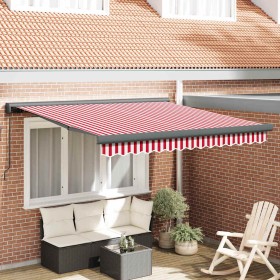 Toldo Retráctil Rojo y 350 x 250 cm Tela y Metal