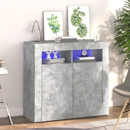 Concrete gray sideboard with LED lights 80x35x75 cm by vidaXL, Sideboards - Ref: Foro24-804332, Price: 74,91 €, Discount: %