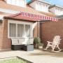 Toldo Retráctil Manual Rayas rojas y blancas 350x250 cm tela