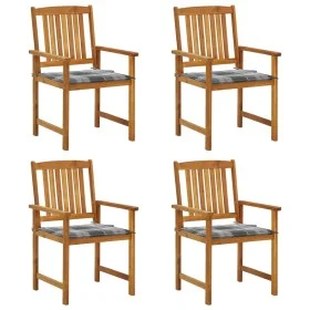 Gartenstühle mit Kissen 4 Einheiten aus massivem Akazienholz von vidaXL, Gartenstühle - Ref: Foro24-3061196, Preis: 319,21 €,...