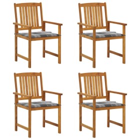 Gartenstühle mit Kissen 4 Einheiten aus massivem Akazienholz von vidaXL, Gartenstühle - Ref: Foro24-3061196, Preis: 324,82 €,...