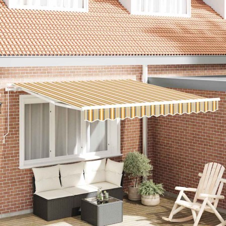 Toldo Retráctil Amarillo, gris y 350 x 250 cm tela