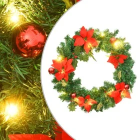 Corona de Navidad con luces LED PVC verde 60 cm de vidaXL, Luces de Navidad - Ref: Foro24-321517, Precio: 20,50 €, Descuento: %