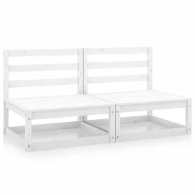 Garden central sofas, 2 units, white solid pine wood by vidaXL, Garden sets - Ref: Foro24-805681, Price: 145,18 €, Discount: %