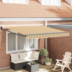 Toldo Retráctil Amarillo, gris y 350 x 250 cm tela