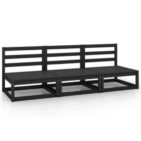 Central garden sofas 3 units black solid pine wood by vidaXL, Garden sets - Ref: Foro24-805689, Price: 205,64 €, Discount: %