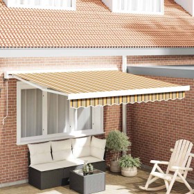 Toldo Retráctil Manual Multicolor 350 x 250 cm Tela, Metal