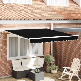 Toldo Retráctil Manual Negro 350 x 250 cm tela