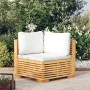 Corner garden sofa with cream cushions in solid teak wood by vidaXL, Modular outdoor sofas - Ref: Foro24-319157, Price: 215,3...