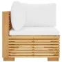 Eckgartensofa mit cremefarbenen Kissen aus massivem Teakholz von vidaXL, Modulare Sofas für den Außenbereich - Ref: Foro24-31...