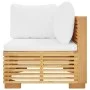 Corner garden sofa with cream cushions in solid teak wood by vidaXL, Modular outdoor sofas - Ref: Foro24-319157, Price: 215,3...