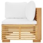 Eckgartensofa mit cremefarbenen Kissen aus massivem Teakholz von vidaXL, Modulare Sofas für den Außenbereich - Ref: Foro24-31...