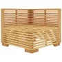 Corner garden sofa with cream cushions in solid teak wood by vidaXL, Modular outdoor sofas - Ref: Foro24-319157, Price: 215,3...