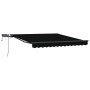 Toldo Retráctil con luces de tiras LED Negro 350 x 250 cm tela