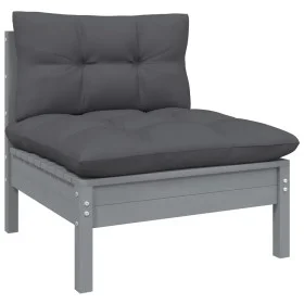 Central garden sofa with anthracite gray pine wood cushions by vidaXL, Modular outdoor sofas - Ref: Foro24-806636, Price: 97,...