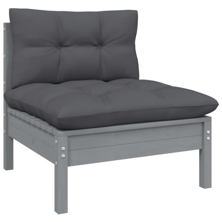 Central garden sofa with anthracite gray pine wood cushions by vidaXL, Modular outdoor sofas - Ref: Foro24-806636, Price: 88,...
