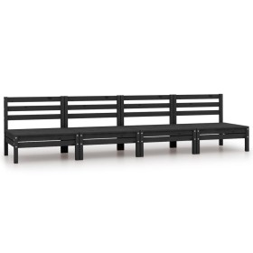 Sofás central de jardín 4 unidades negro madera maciza de pino de vidaXL, Conjuntos de jardín - Ref: Foro24-806596, Precio: 2...