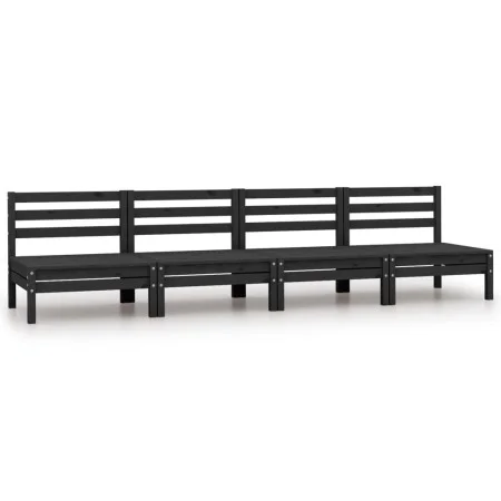 Zentrale Gartensofas, 4 Einheiten, schwarzes massives Kiefernholz von vidaXL, Gartensets - Ref: Foro24-806596, Preis: 202,30 ...