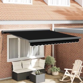 Toldo Retráctil Negro 350 x 250 cm Tela, Metal
