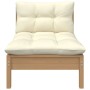 Zentrales Gartensofa mit Kissen aus Zirbenholz honigbraun von vidaXL, Modulare Sofas für den Außenbereich - Ref: Foro24-80663...