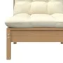 Central garden sofa with pine wood honey brown cushions by vidaXL, Modular outdoor sofas - Ref: Foro24-806637, Price: 86,99 €...