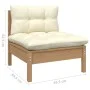 Central garden sofa with pine wood honey brown cushions by vidaXL, Modular outdoor sofas - Ref: Foro24-806637, Price: 86,99 €...