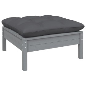 Solid pine wood garden footrest with anthracite cushion by vidaXL, Modular outdoor sofas - Ref: Foro24-806642, Price: 62,77 €...