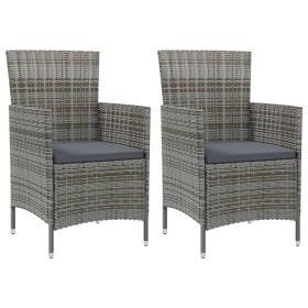 Garden chairs 2 units with gray synthetic rattan cushions by vidaXL, Garden chairs - Ref: Foro24-316682, Price: 125,79 €, Dis...