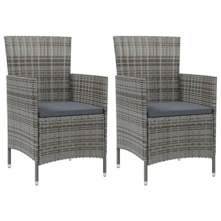 Garden chairs 2 units with gray synthetic rattan cushions by vidaXL, Garden chairs - Ref: Foro24-316682, Price: 123,94 €, Dis...