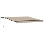 Toldo Retráctil con luces de tiras LED Beige 350 x 250 cm tela