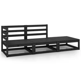 3-teiliges Gartenmöbel-Set schwarzes massives Kiefernholz von vidaXL, Gartensets - Ref: Foro24-805704, Preis: 216,69 €, Rabat...