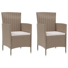 Garden chairs with cushions 2 units beige synthetic rattan by vidaXL, Garden chairs - Ref: Foro24-316684, Price: 126,22 €, Di...
