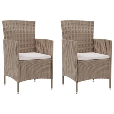 Gartenstühle mit Kissen 2 Einheiten beiges synthetisches Rattan von vidaXL, Gartenstühle - Ref: Foro24-316684, Preis: 137,48 ...