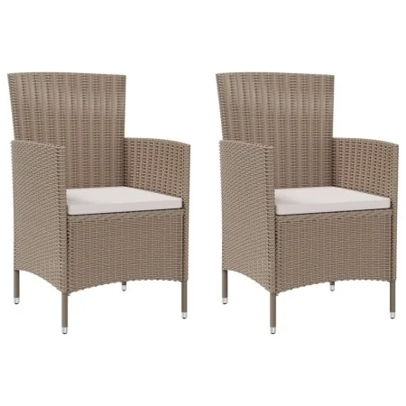Sillas de jardín con cojines 2 unidades ratán sintético beige de vidaXL, Sillas de jardín - Ref: Foro24-316684, Precio: 126,0...